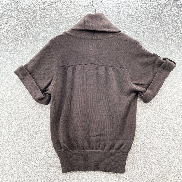 Tubino Sweater Brown Knit Merino Wool Blend Short Sleeve Cowl Italy - Picture 11 of 12